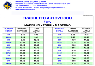 Sommer 2018 - Fahrpläne Schifffahrt Torri del Benaco a Toscolano Maderno sul Garda Fahrpläne Schifffahrt Torri del Benaco a Toscolano Maderno sul Garda